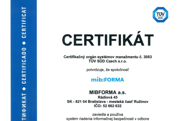 Mibforma spĺňa ISO 27001:2022
